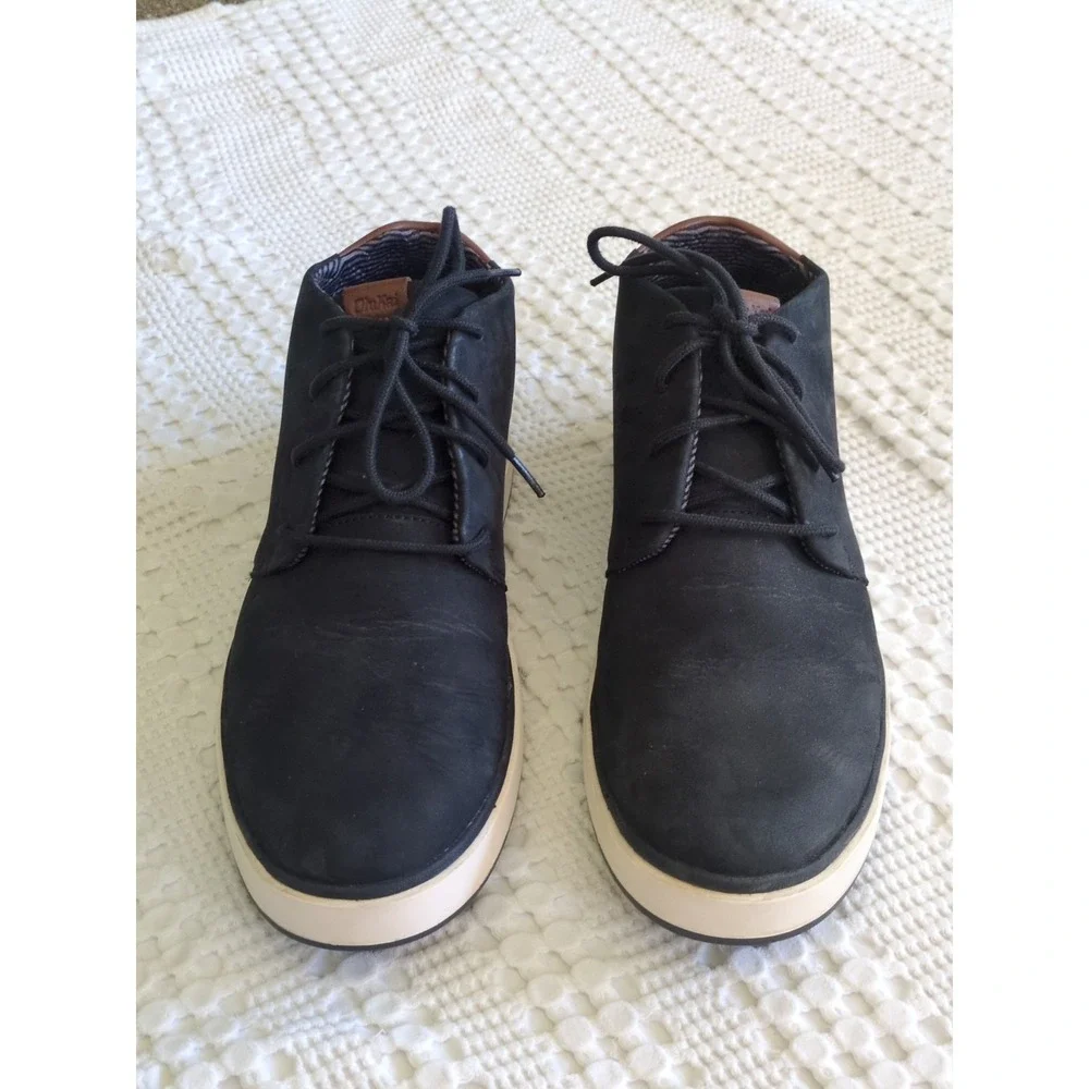 Olukai Papaku Ili Suede Leather Chukka Boots Size 13 Black White Lace Up